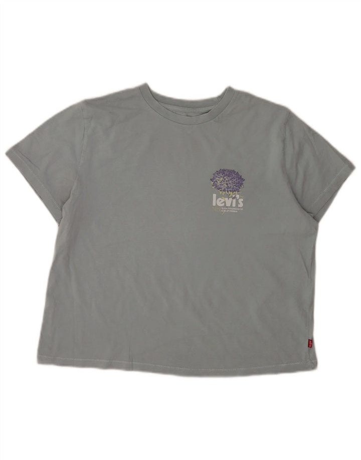 Levi's Damen Crop Graphic T-Shirt Top UK 14 Mittelgraue Baumwolle