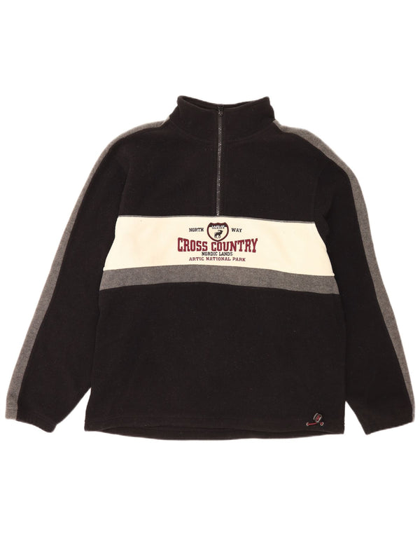 Barisal Herren-Fleecepullover mit grafischem Reißverschluss, XL, schwarzes Farbblock-Polyester