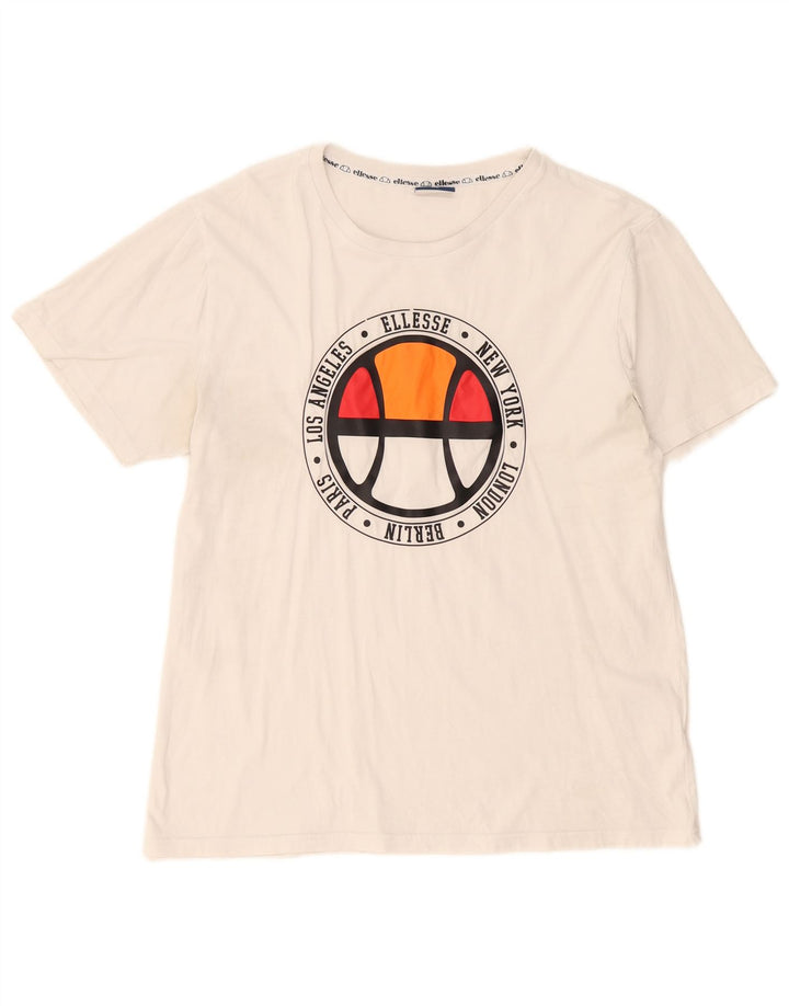 Ellesse Herren Grafik T-Shirt Top XL Weiß