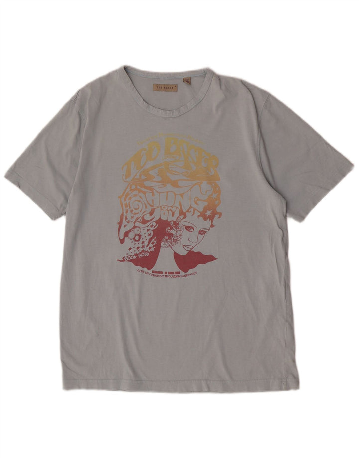 Ted Baker Herren-T-Shirt mit Grafik, Größe 4, groß, aus blauer Baumwolle