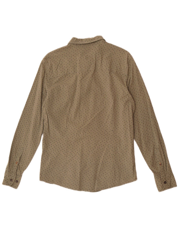 Fat Face Herren-Stretch-Slim-Fit-Hemd aus mittelgrüner, geometrischer Baumwolle
