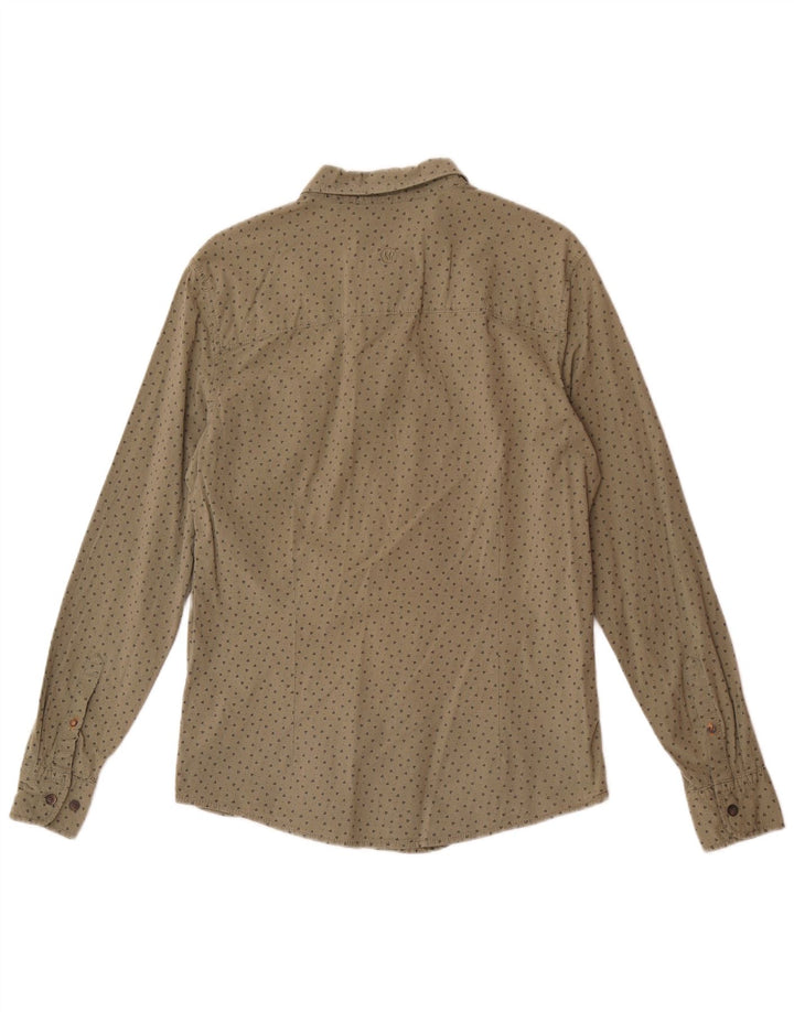 Fat Face Herren-Stretch-Slim-Fit-Hemd aus mittelgrüner, geometrischer Baumwolle