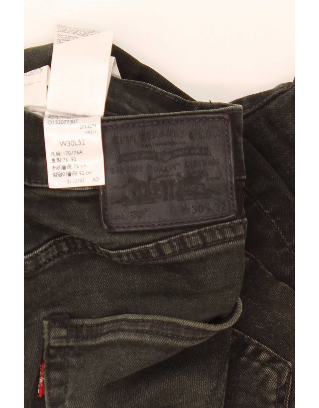 Levi's Herren 502 Straight Jeans W30 L32 schwarze Baumwolle