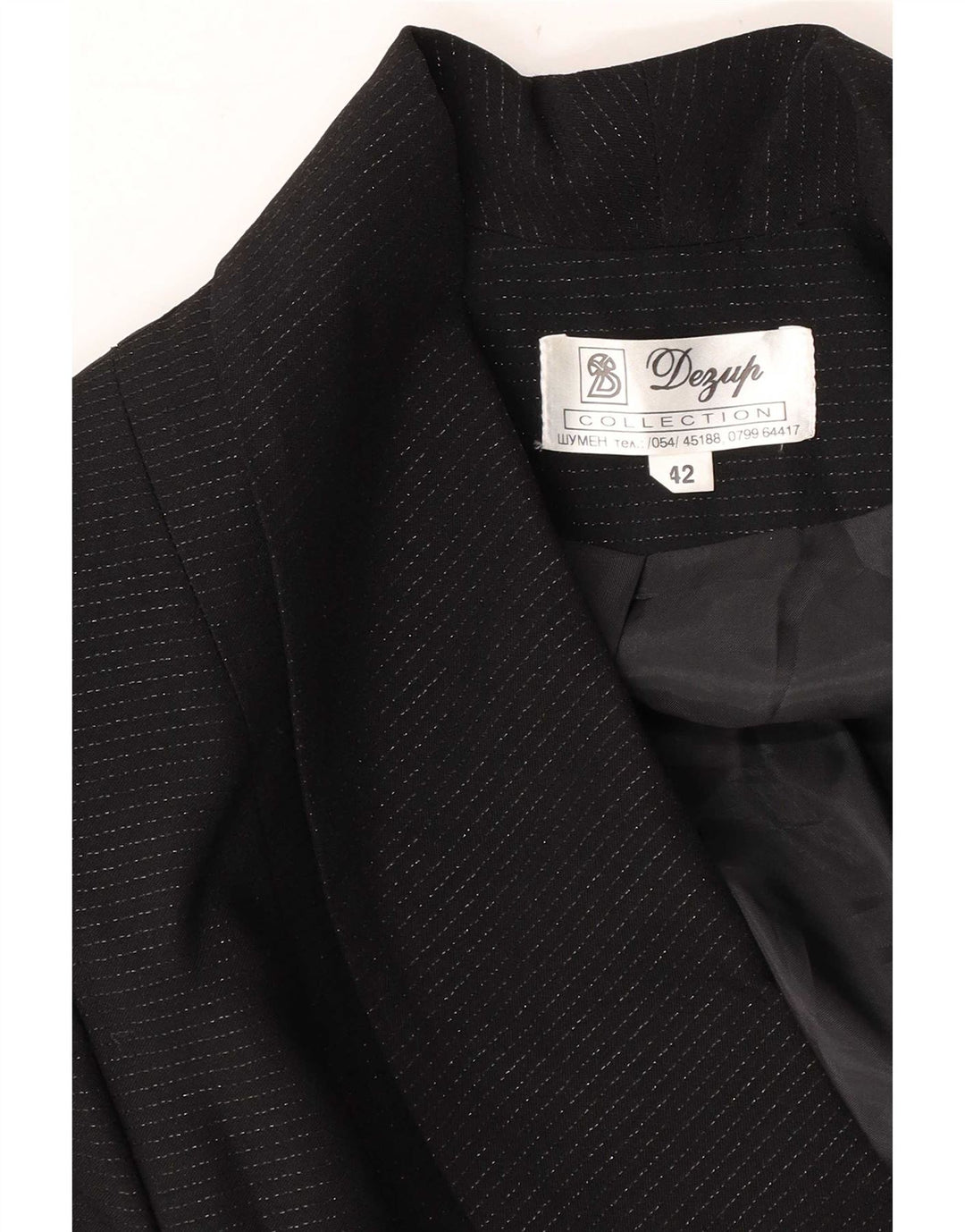 Vintage Damen Zweireihige Blazerjacke IT 42 Medium Schwarz gestreift