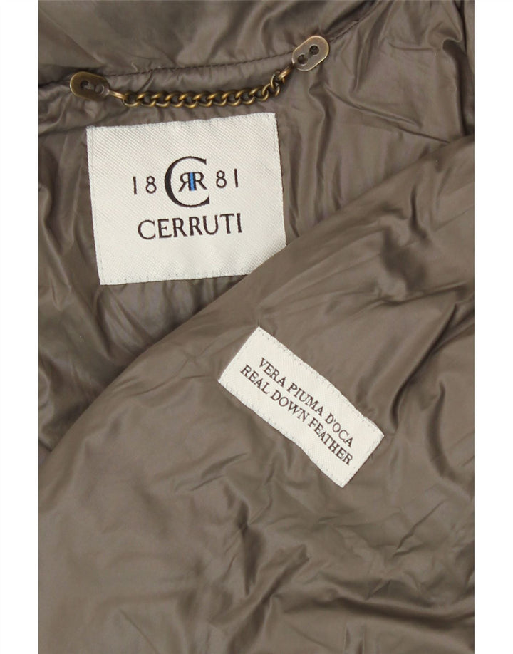 Cerruti 1881 Wattierte Damenjacke mit Kapuze, UK 14, Medium Khaki, Polyamid