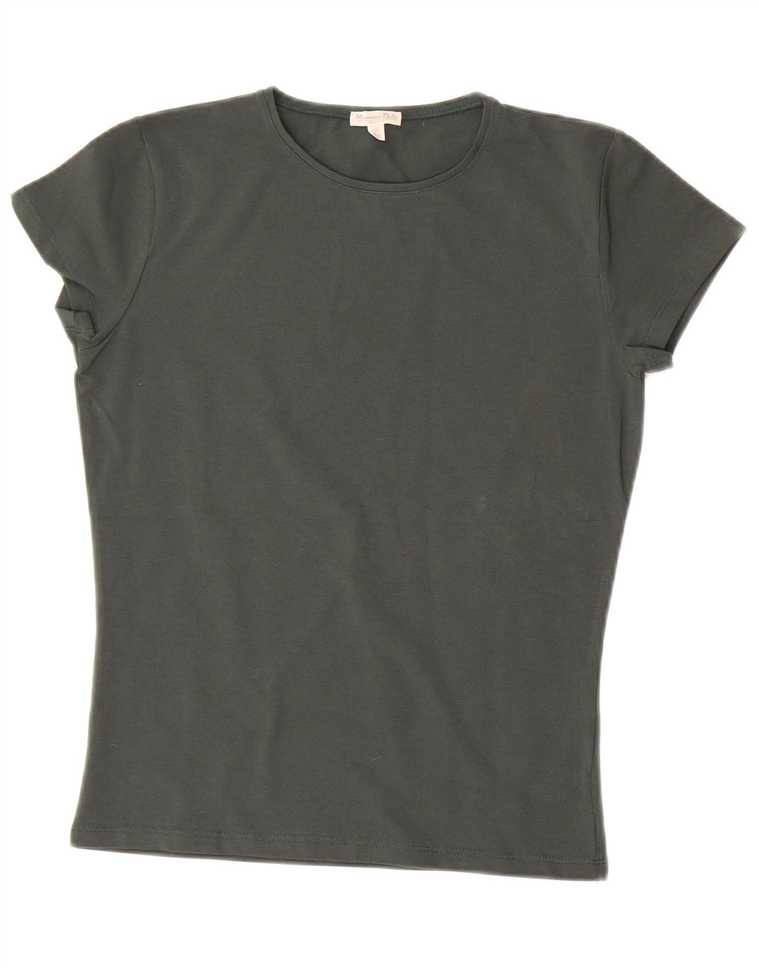 MASSIMO DUTTI Damen T-Shirt Top UK 10 Small Grüne Baumwolle