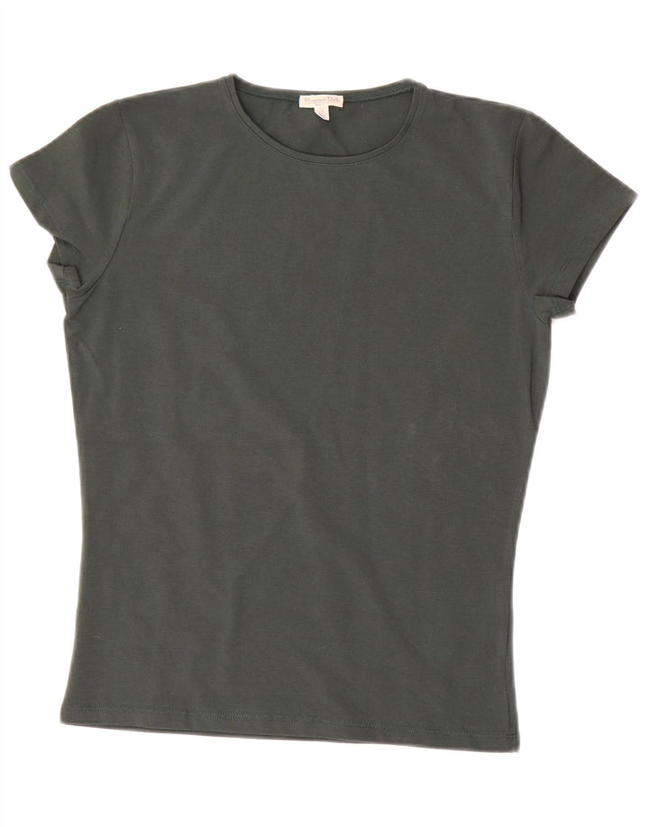 MASSIMO DUTTI Damen T-Shirt Top UK 10 Small Grüne Baumwolle