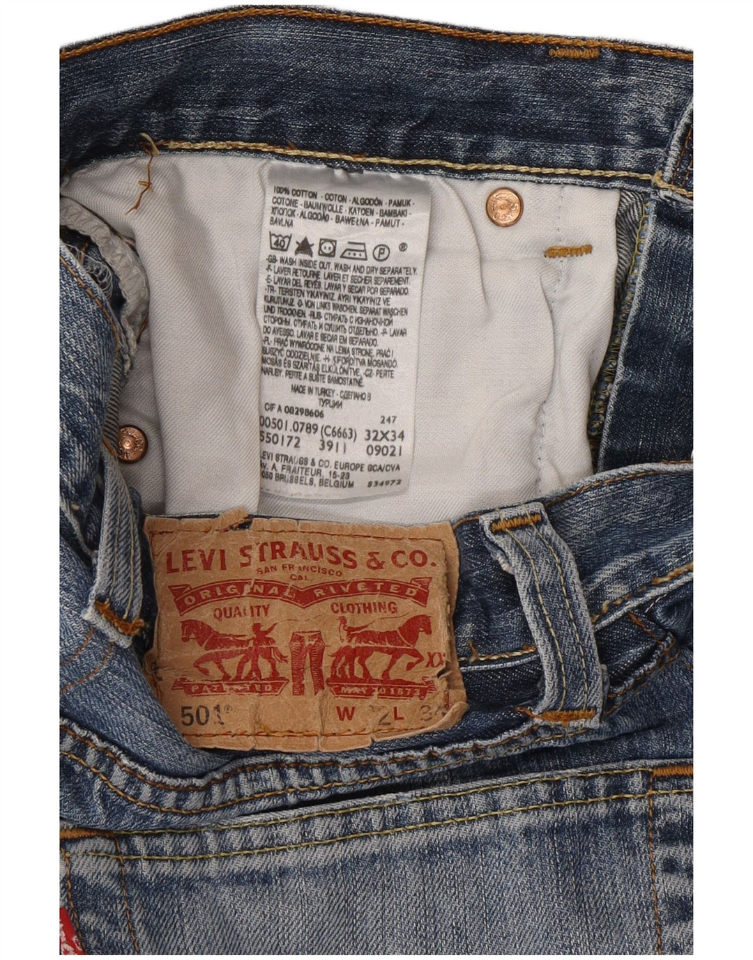 Levi's Damen 501 Denim Shorts W32 Große blaue Baumwolle
