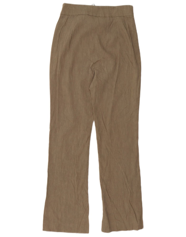 Zara Damen-Chinohose mit hoher Taille, gerade, klein, W26, L27, braunes Leinen