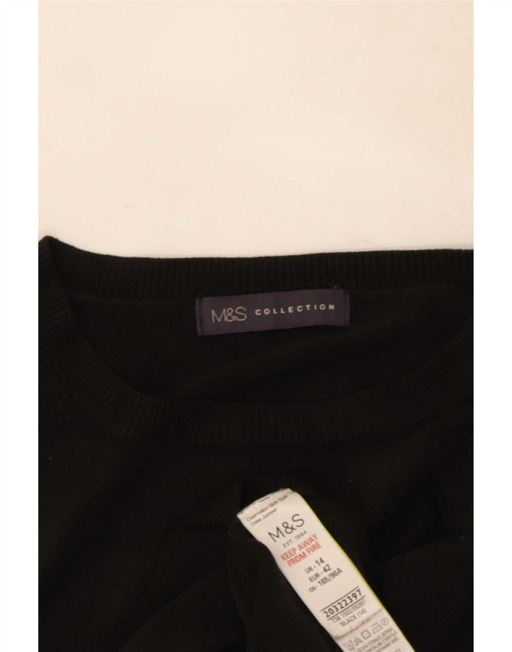 Marks & Spencer Damen-Pullover mit Rundhalsausschnitt, Gr. 14, Mittelschwarz, Acryl