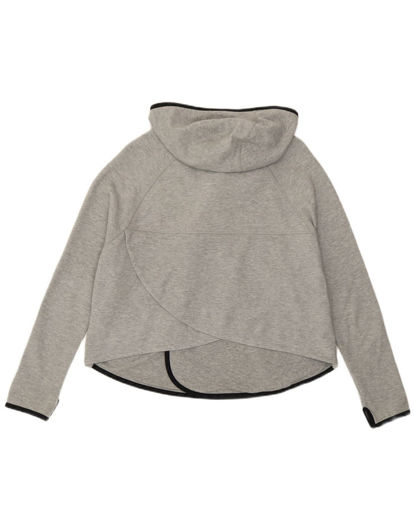 Nike Womens Crop Oversized Zip Hoodie Pullover UK 14 Große graue Baumwolle