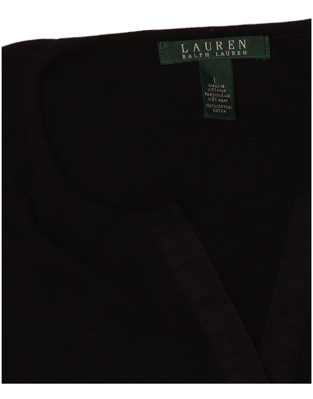 RALPH LAUREN Damen Top Langarm UK 16 Große schwarze Baumwolle