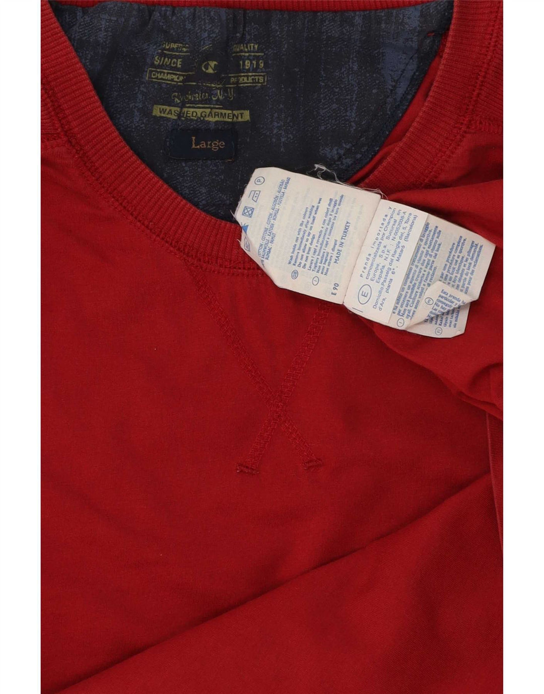 Champion Herren T-Shirt Top Large Rot Baumwolle