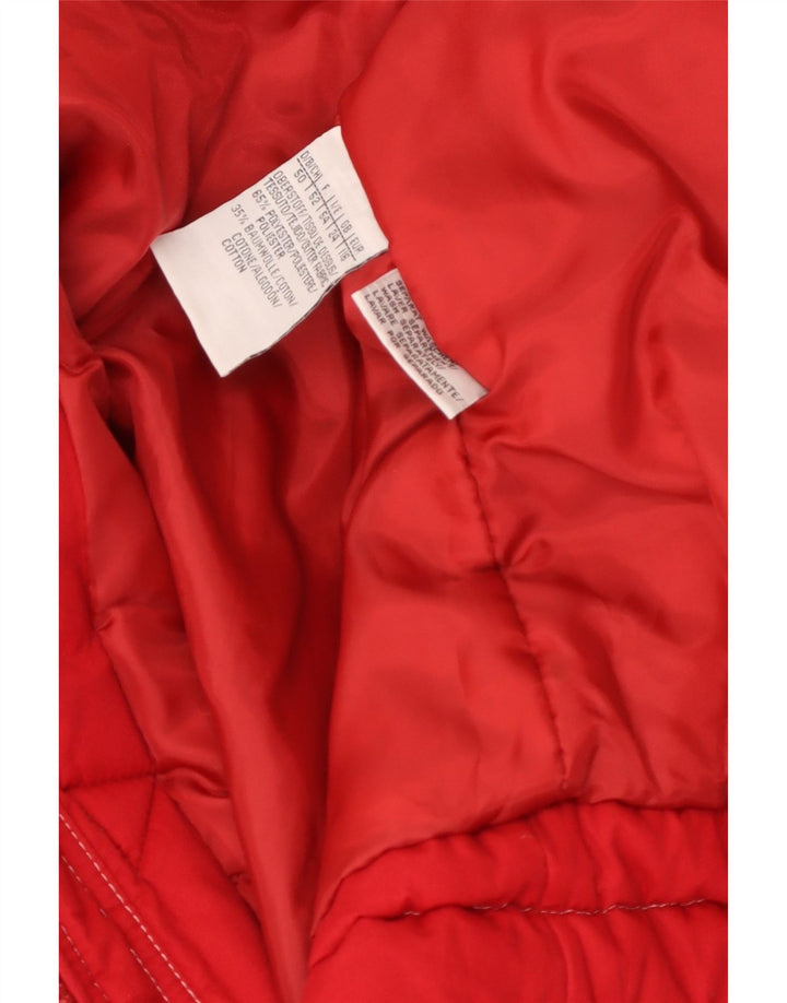 Vintage Damen Parka mit Kapuze, UK 24 4XL, rotes Chevron-Polyester