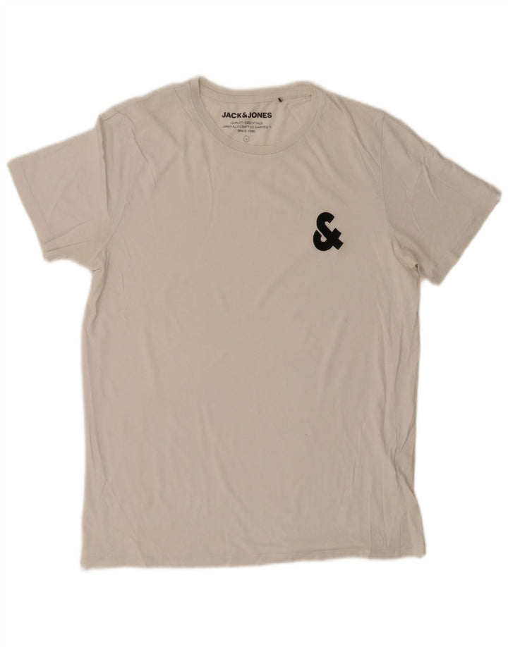 Jack & Jones Herren-T-Shirt mit Grafik, Größe L, aus weißer Baumwolle