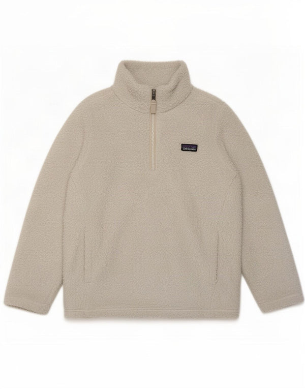 Patagonia Mädchen-Fleecepullover mit Reißverschluss am Hals, 9–10 Jahre, mittelweißes Polyester