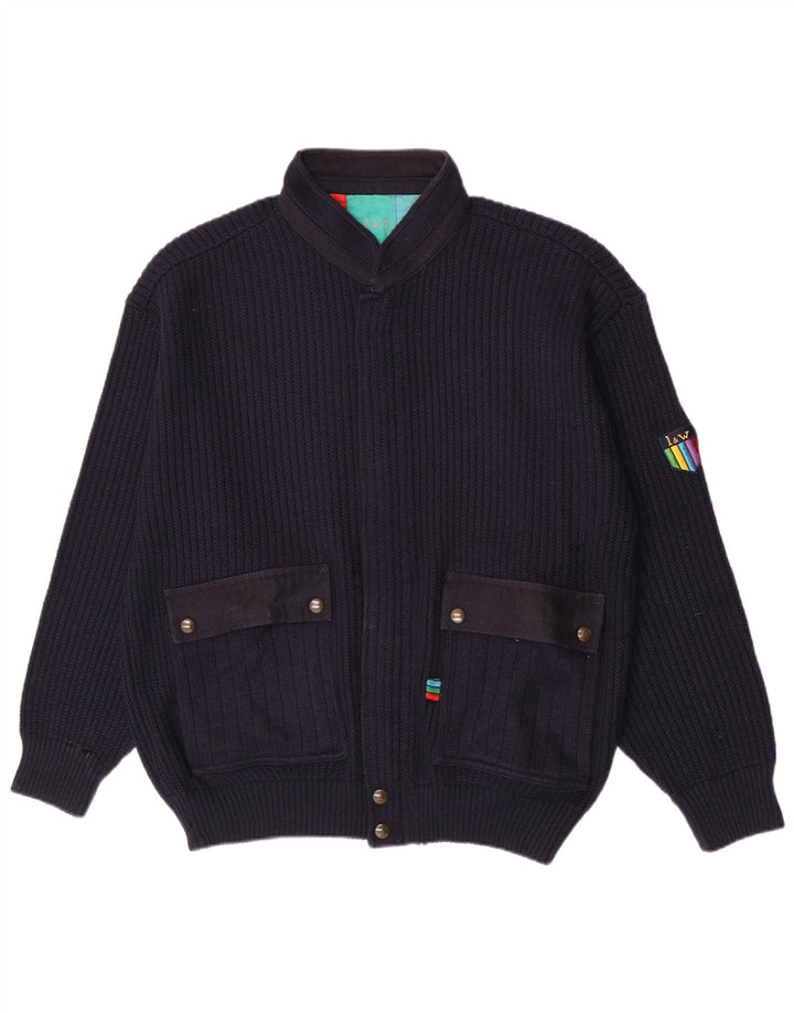 Loli Wolf Herren-Strickjacke, große marineblaue Wolle