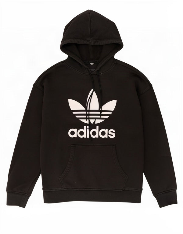 Adidas Damen Graphic Hoodie Pullover UK 14 Mittelschwarze Baumwolle