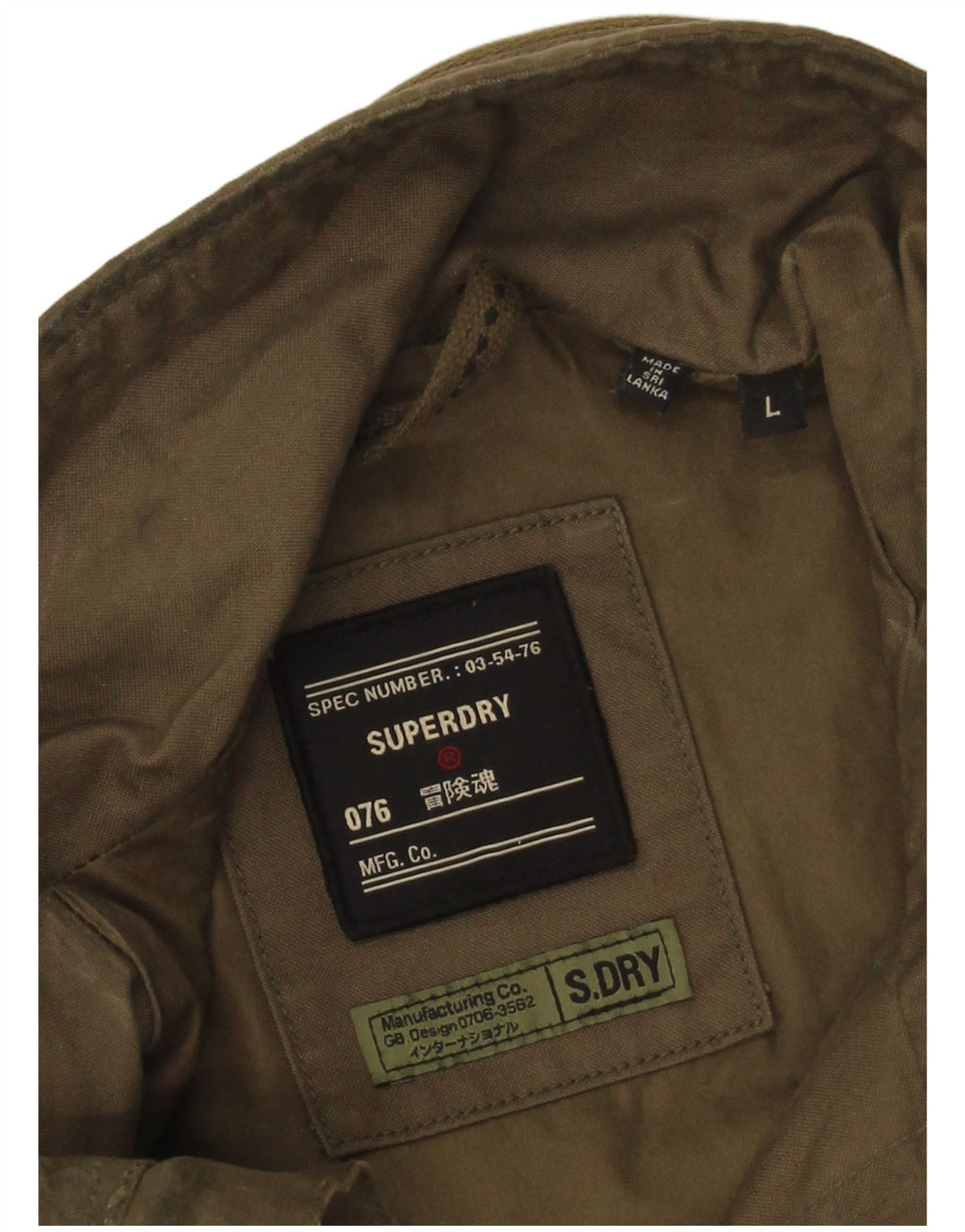 Superdry Herren Militärjacke UK 40 Large Khaki Baumwolle