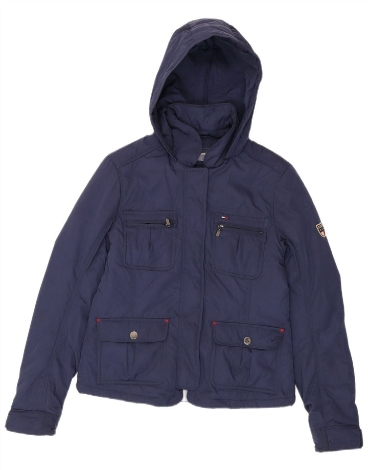 Tommy Hilfiger Damen-Utility-Jacke mit Kapuze, UK 12, mittelmarineblau