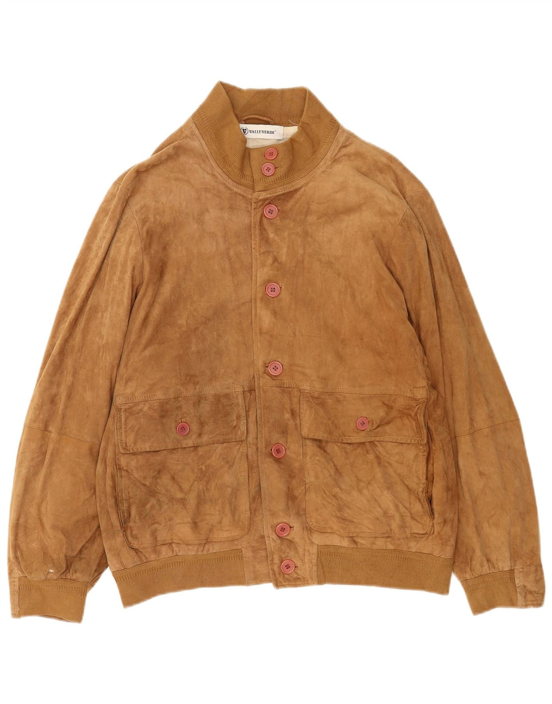 Valle Verde Herren-Bomberjacke aus Wildleder, IT 50, großes braunes Leder