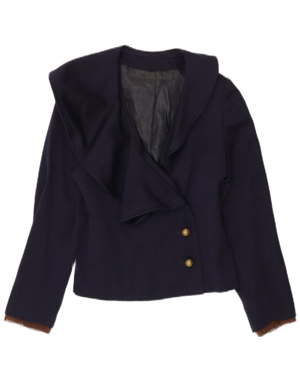 Vintage Damen 2-Knopf-Blazerjacke UK 10 Small Marineblau