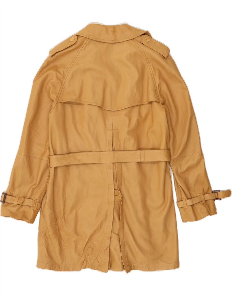 SALVATORE FERRAGAMO Womens Leather Coat UK 12 Medium Beige Leather Vintage Salvatore Ferragamo and Second-Hand Salvatore Ferragamo from Messina Hembry 