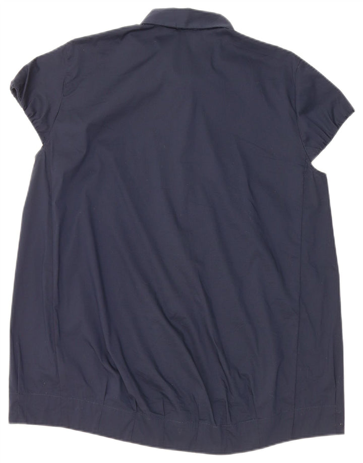 Henry s Damen Kurzarm-Hemdbluse IT 44 Mittelblau