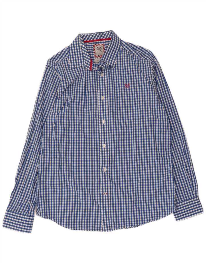 Crew Clothing Herren-Hemd mit klassischer Passform, groß, blaues Gingham-Baumwolle