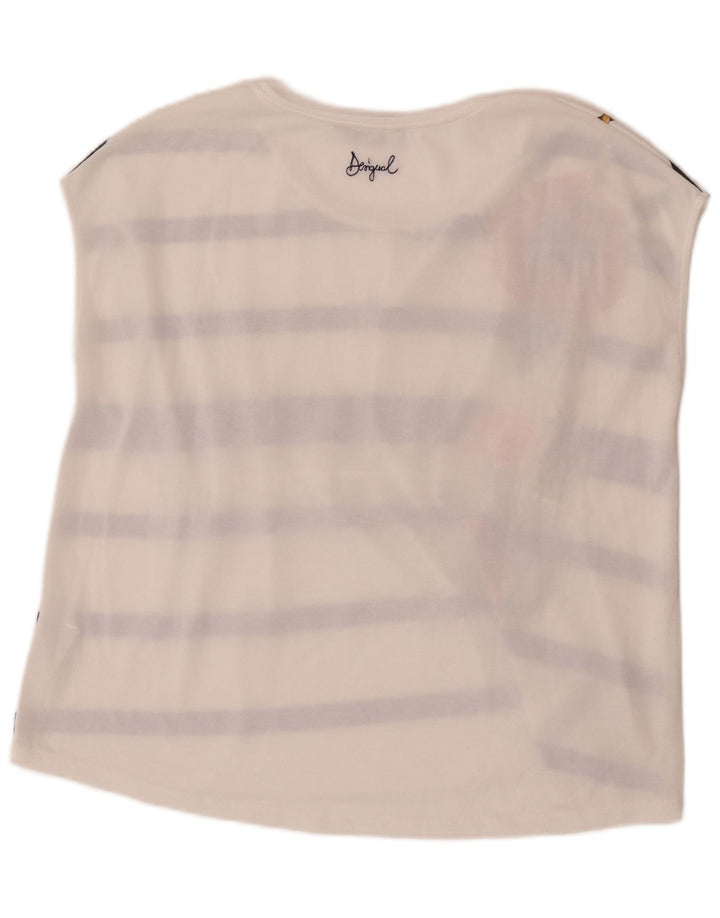 Desigual Damen-Oberteil mit übergroßem Grafikmotiv, Gr. 10, Größe S, Weiß, Blumenmuster