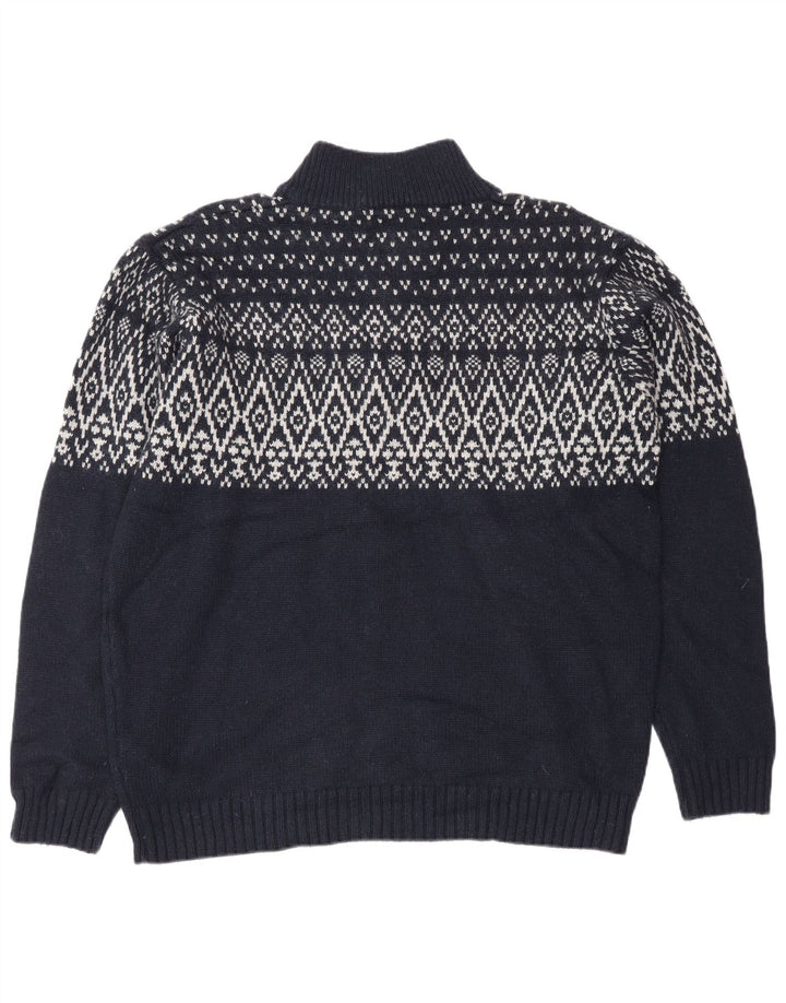 Marks & Spencer Herren Blue Harbour Pullover mit Reißverschluss am Hals, Größe L, Marineblau