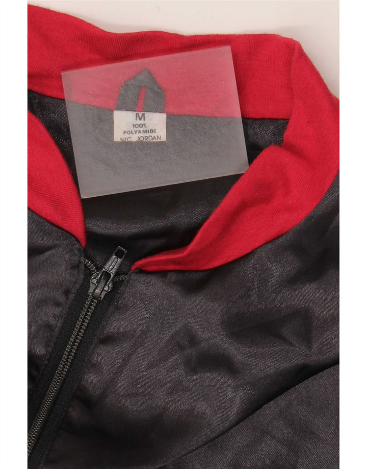 Vintage Herren Bomberjacke UK 38 Mittelschwarzes Colourblock-Polyamid