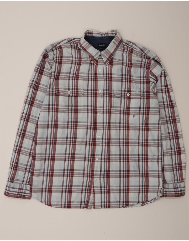 Wrangler Herrenhemd XL, blau kariert, Baumwolle