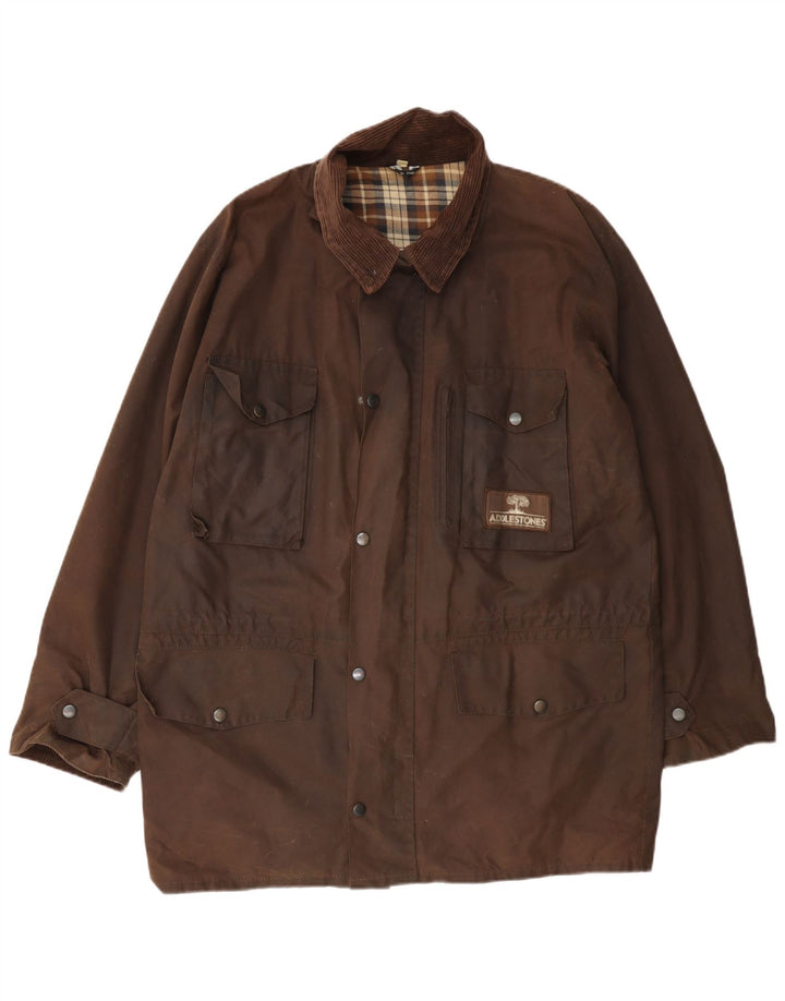 Vintage Herrenjacke aus gewachster Baumwolle UK 38 Mittelbraun