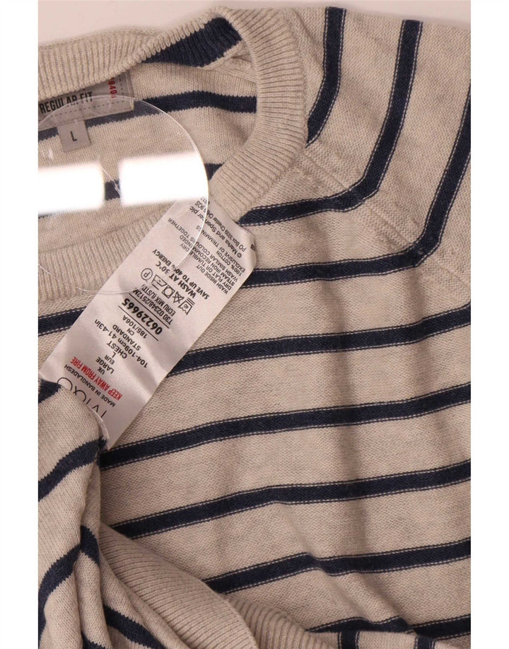 Marks & Spencer Herren-Pullover mit U-Boot-Ausschnitt, groß, grau gestreift
