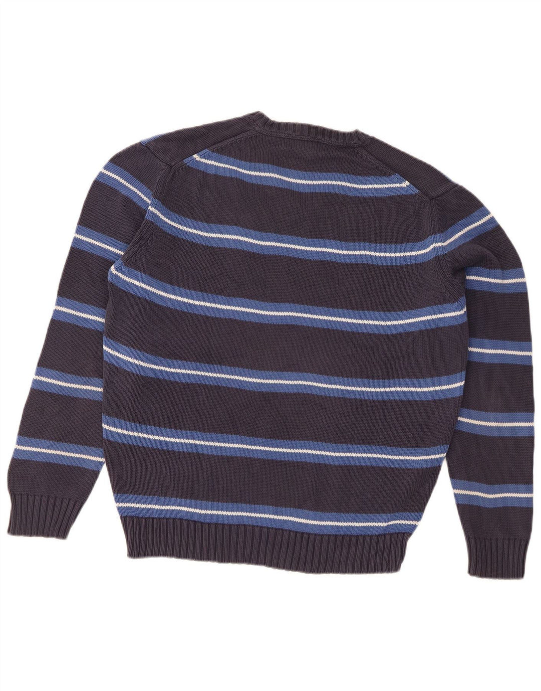 Zara Herren-Pullover mit V-Ausschnitt, groß, grau gestreift