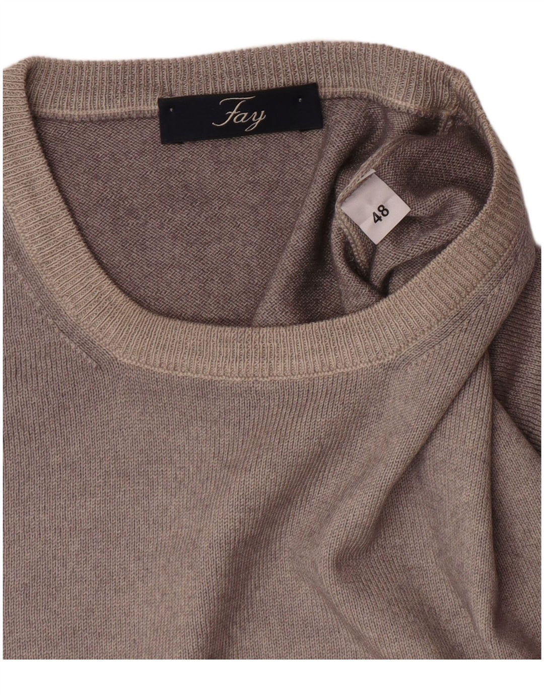 Fay Herren-Pullover mit Rundhalsausschnitt, Größe 48, Mittelgrau