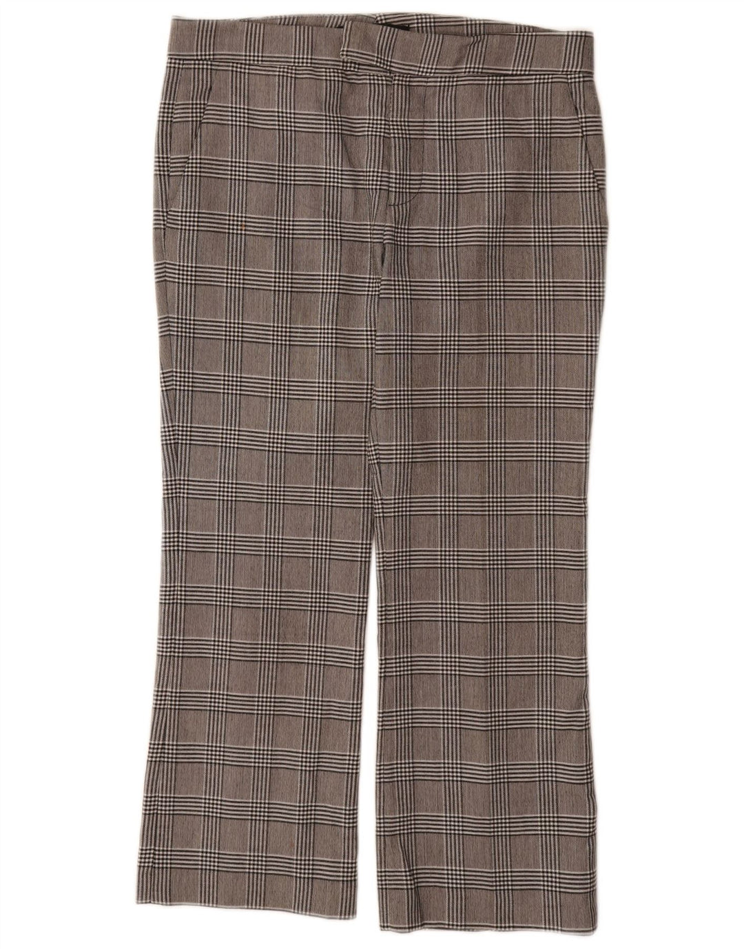 Gerade Anzughose für Damen von Zara, EU 38, Größe S, W32, L26, grau kariertes Polyester
