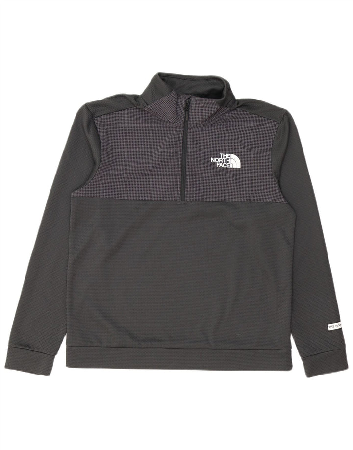 THE NORTH FACE Herren-Sweatshirt mit Reißverschluss am Hals, mittelgrau kariertes Polyester