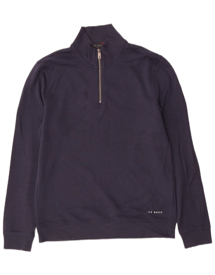 Ted Baker Herren-Sweatshirt mit Reißverschluss am Hals, Größe 3, mittelgroß, marineblau, Baumwolle