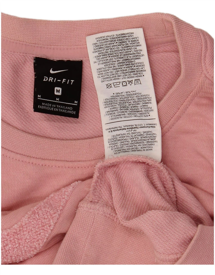 Nike Damen Crop Graphic Sweatshirt Pullover UK 14 Mittelrosa Baumwolle