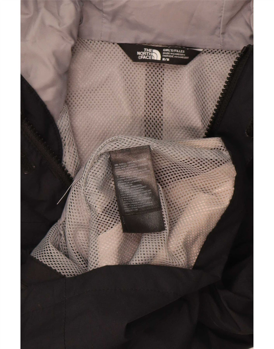 The North Face Mädchen-Regenjacke mit Kapuze, 9–10 Jahre, mittelschwarzes Polyester