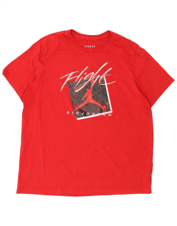 Jordan Herren Grafik T-Shirt Top 2XL Rote Baumwolle