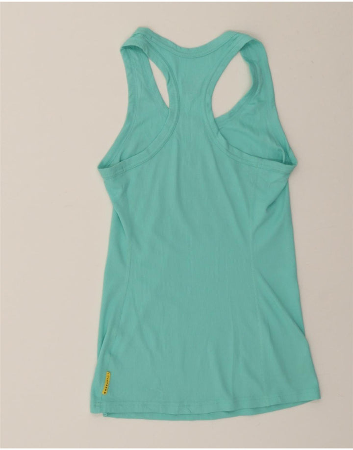 NIKE Womens Dri Fit Graphic Vest Top UK 8 Small Turquoise Polyester Vintage Nike and Second-Hand Nike from Messina Hembry 