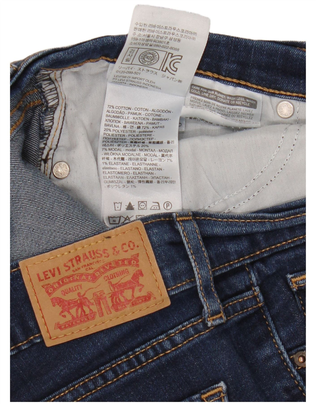 Levi's Damen 714 Straight Jeans W28 L27 Blaue Baumwolle