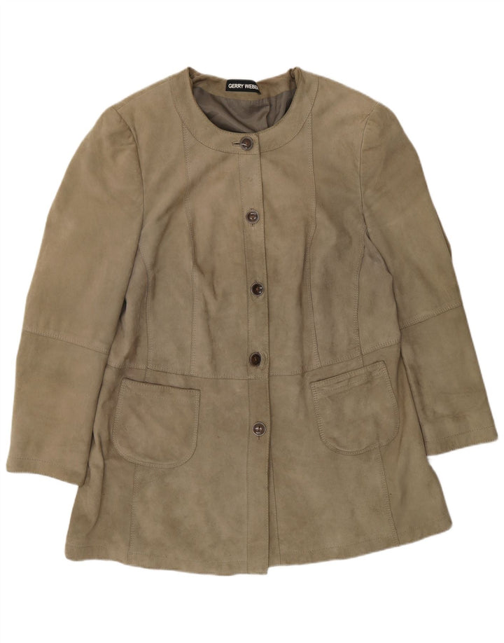 Gerry Weber Damen Wildlederjacke UK 20 2XL Graues Leder