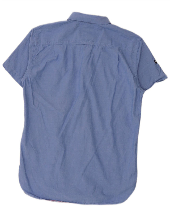Superdry Herren-Kurzarmhemd aus mittelblauer Baumwolle