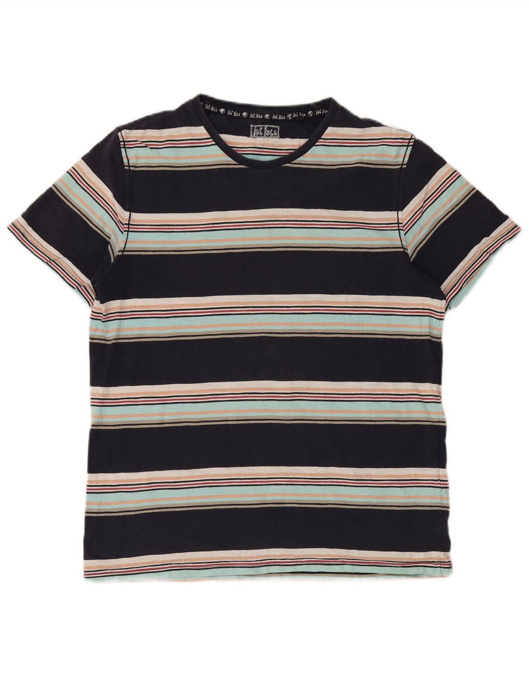 FAT FACE Herren T-Shirt Top Mittelschwarz gestreift aus Baumwolle