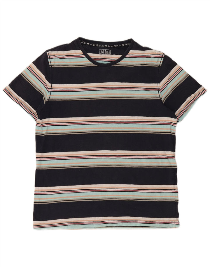 FAT FACE Herren T-Shirt Top Mittelschwarz gestreift aus Baumwolle