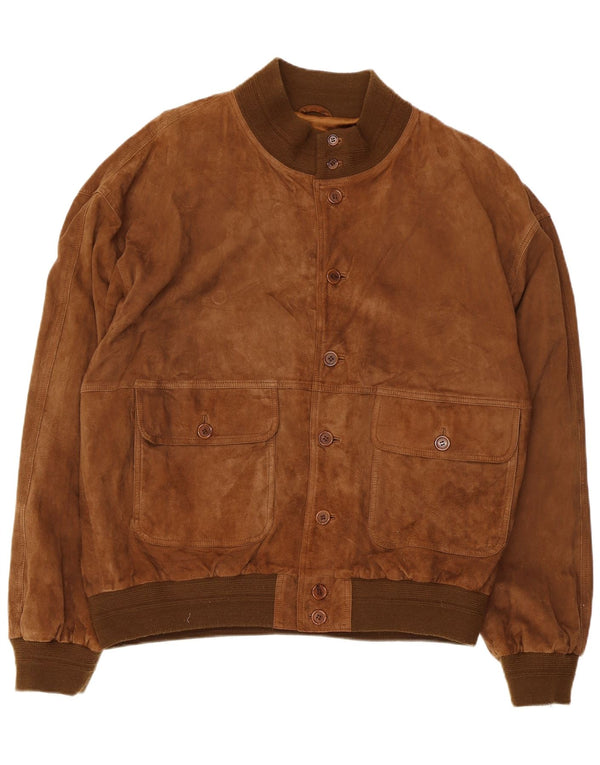 Vintage Herren Wildleder Bomberjacke IT 58 4XL Braunes Leder